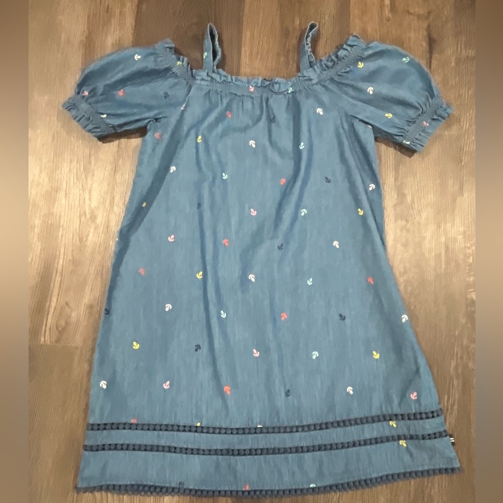 Girls Dress Sz 8/10 Dress denim style with colored anchors